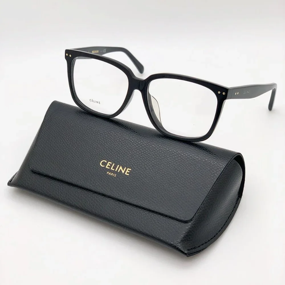 Celine Black Cat-Eye Optical Glasses with Gold Accents